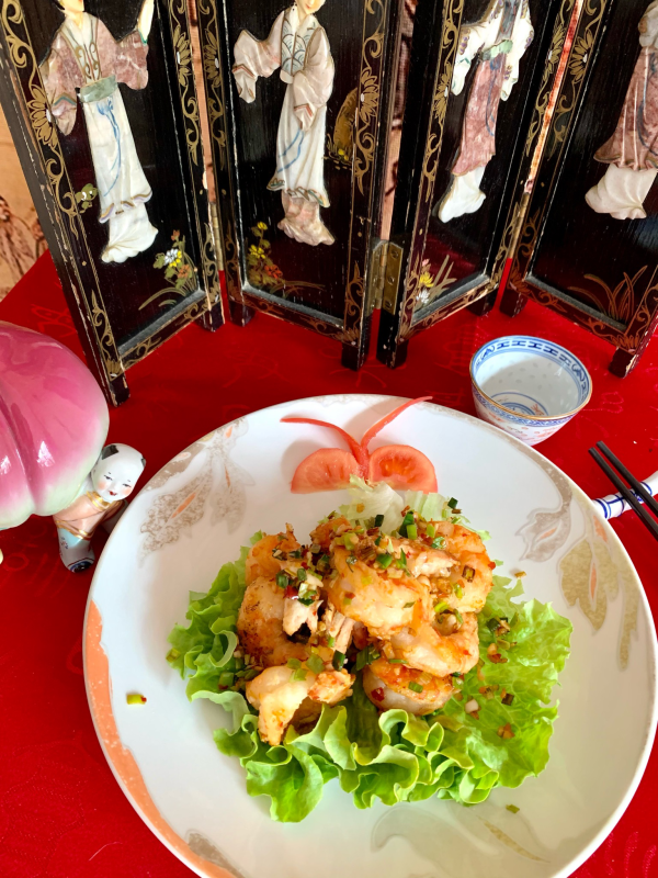Gambas au poivre et sel