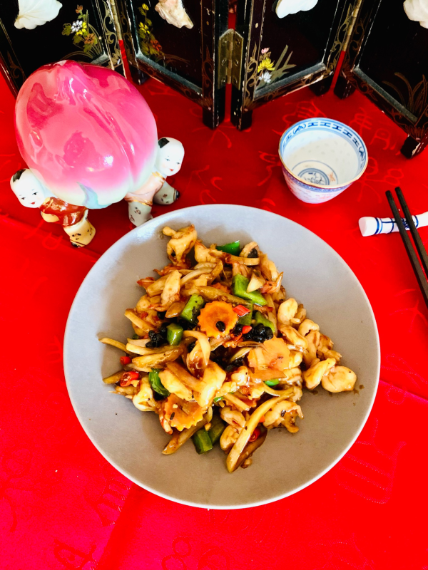 Scampis à la sauce haricot noir